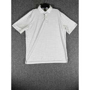 Stitch Golf Mens XL Polo Shirt White Grey Striped Short Sleeve